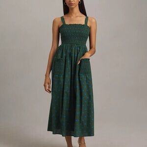 Anthropologie pinnacle by Shruti Samcheti Green and Blue Polka Dot Dress